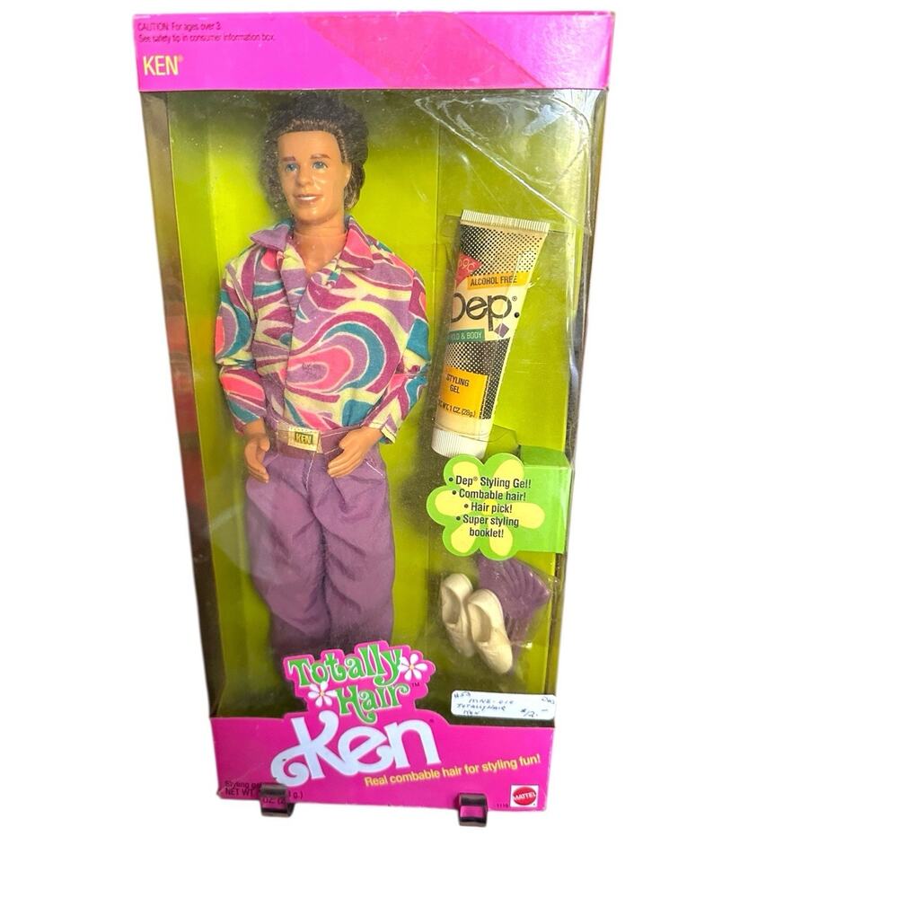 Mattel Barbie 1991 Totally Hair Ken #1115 NIB Light Wear on Box Yellowed Plastic